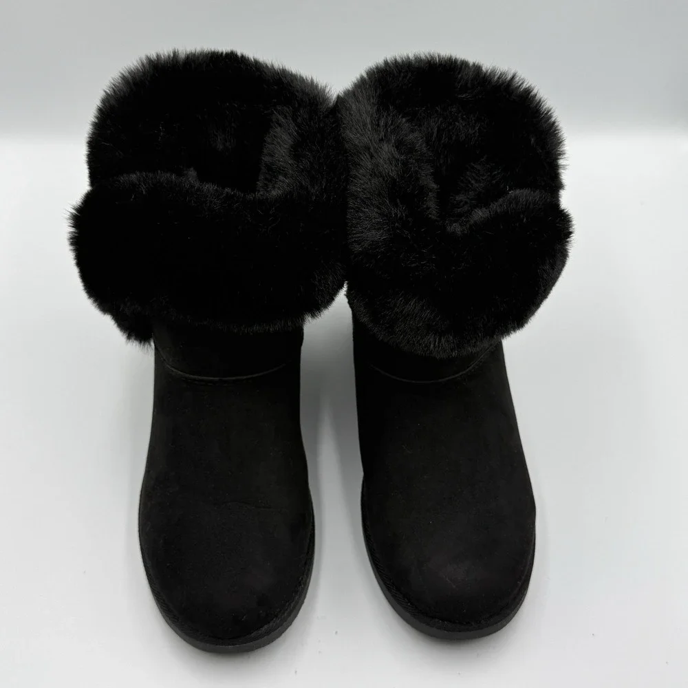 Juicy Couture Y2K Black Faux‎ Fur Winter Boots Women's Size 6